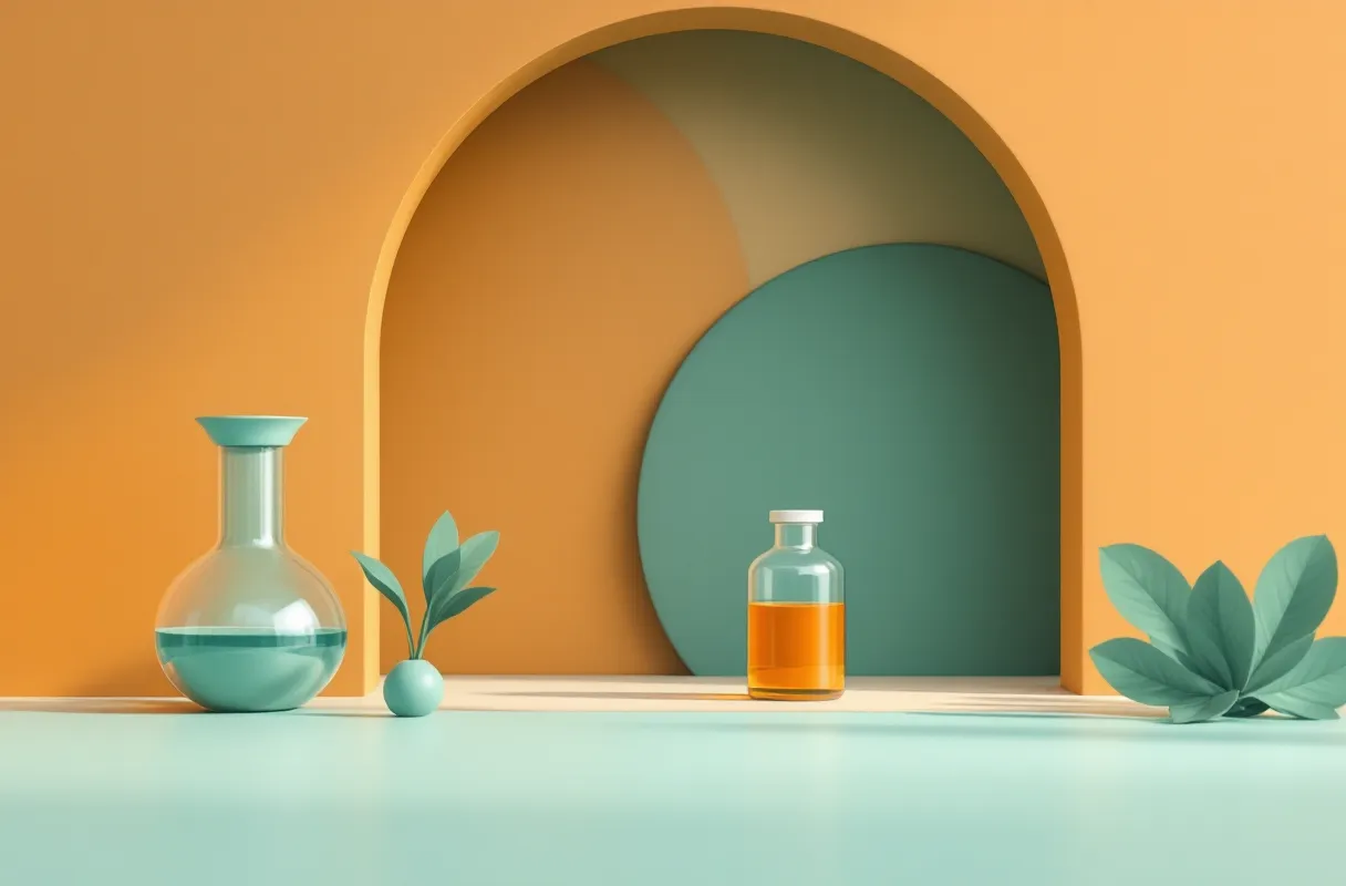 Stylized laboratory vial and diluent illustration for reconstitution context