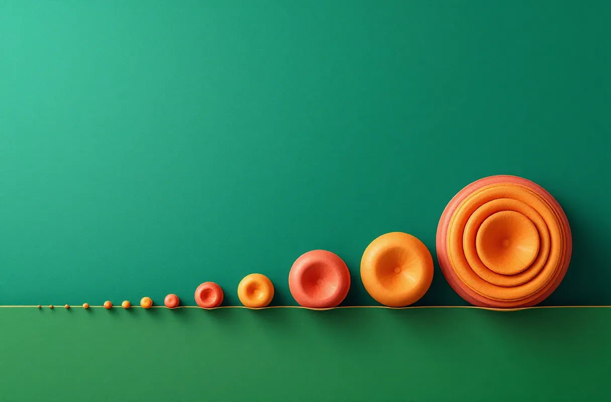 Abstract illustration of visceral adipose tissue reduction across a trial timeline